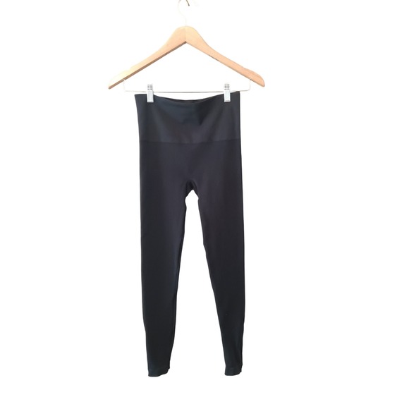 Spanx Leggings Women S/P Black Ankle Length Control Top Zipper Detail - Picture 1 of 6